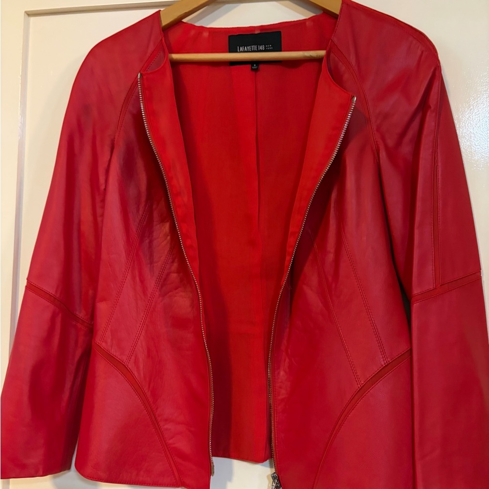 Lafayette 148 Red Leather Jacket